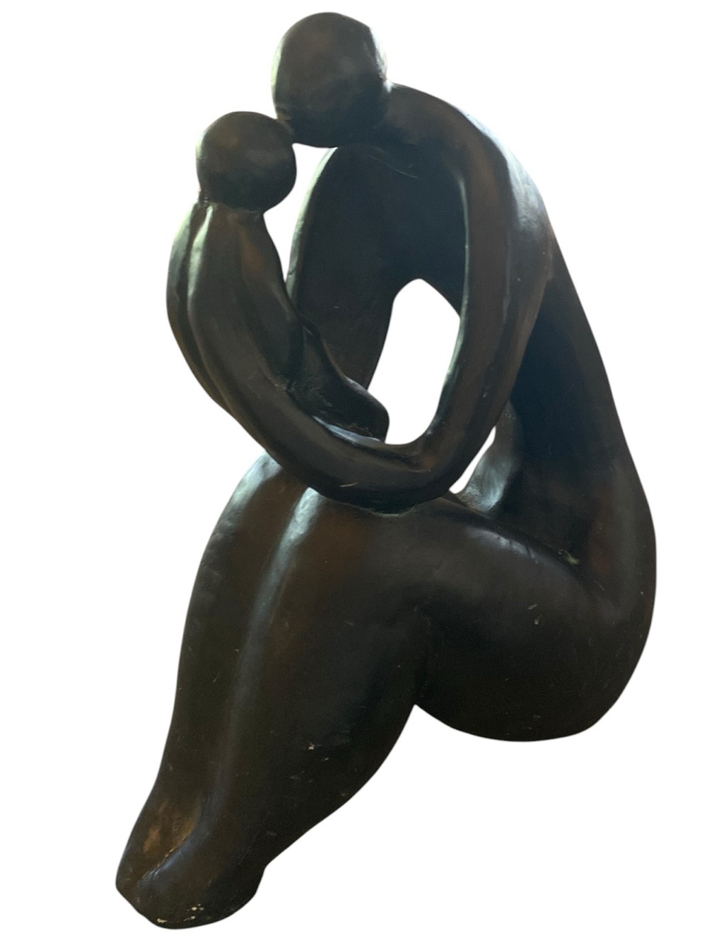 modern abstract sculpture titled Mother & Child matte black finish Japandi
